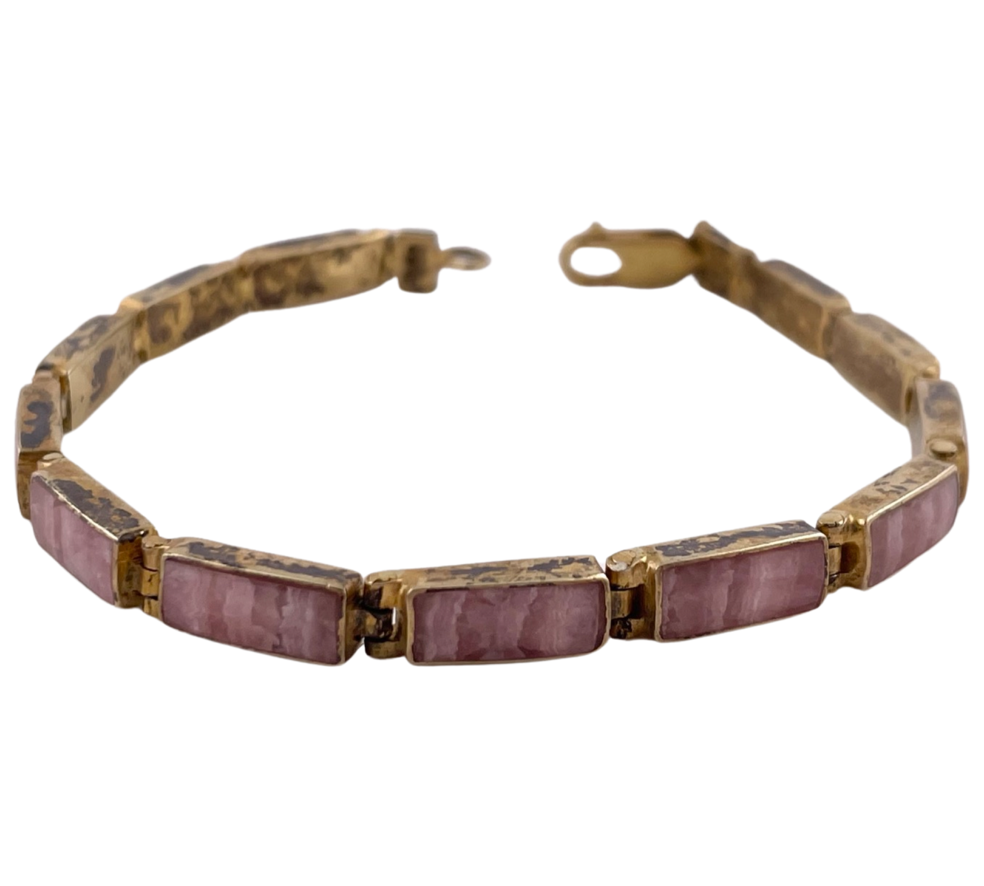 sterling silver gold plated 7 3/4" rhodochrosite link bracelet