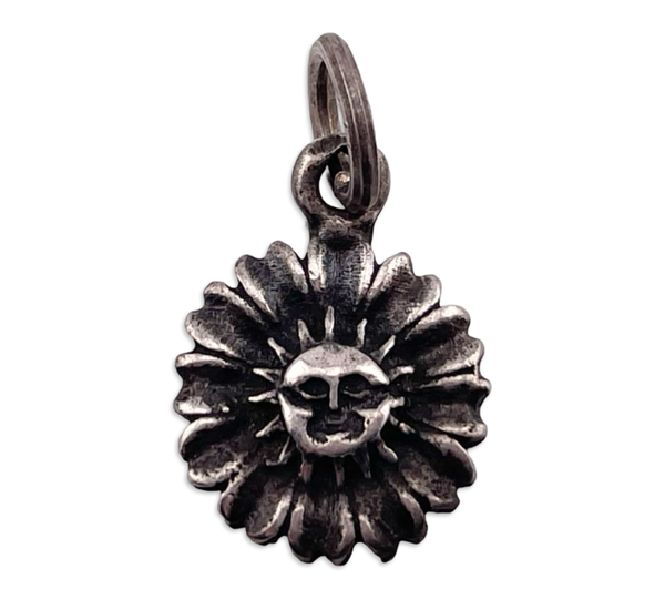 sterling silver sun face flower pendant