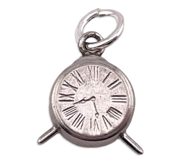 sterling silver alarm clock pendant
