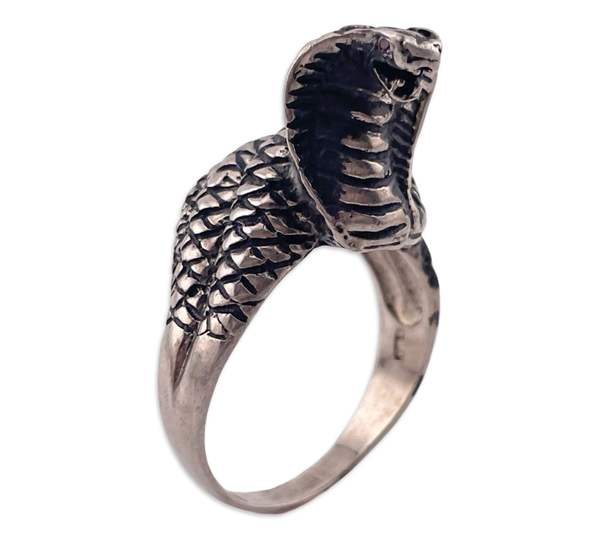 size 14 sterling silver high profile cobra snake ring