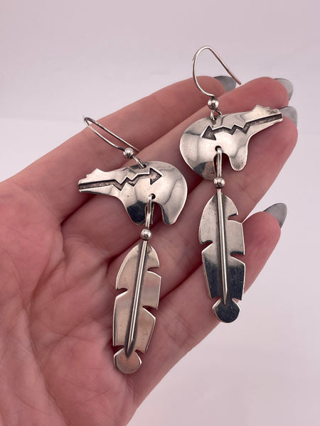 sterling silver Carlton Jamon bear feather earrings