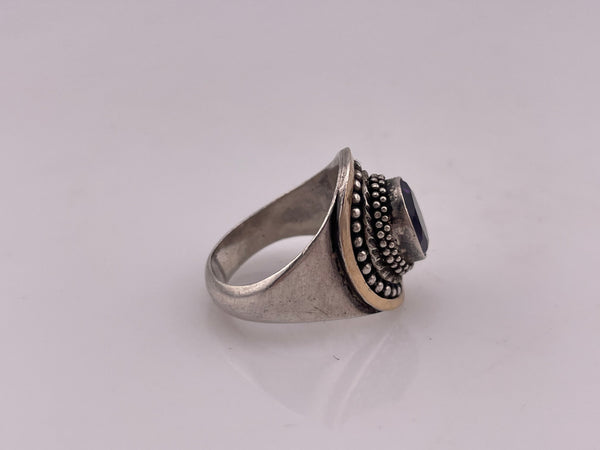 size 7 sterling silver & 18k gold faceted amethyst ring