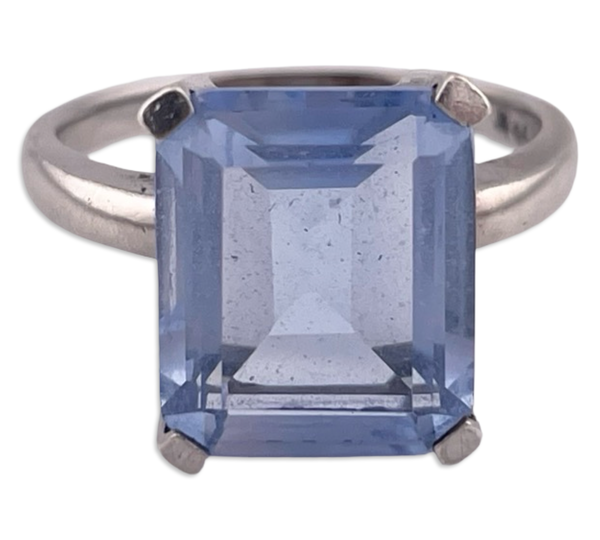 size 7.25 sterling silver faceted blue gemstone ring