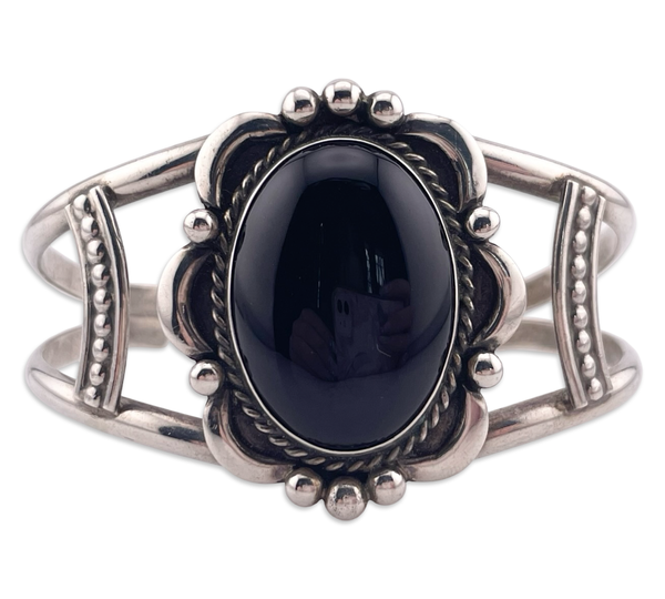 sterling silver large onyx cuff bracelet