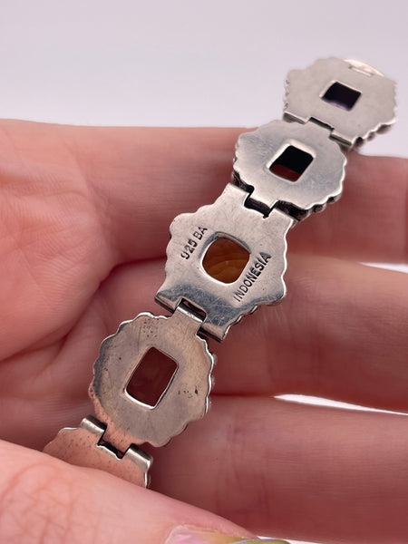 sterling silver 8 1/4" Suarti multi-gemstone link bracelet