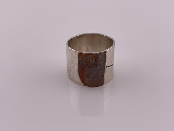 size 5.5 sterling silver & copper wide band tree ring