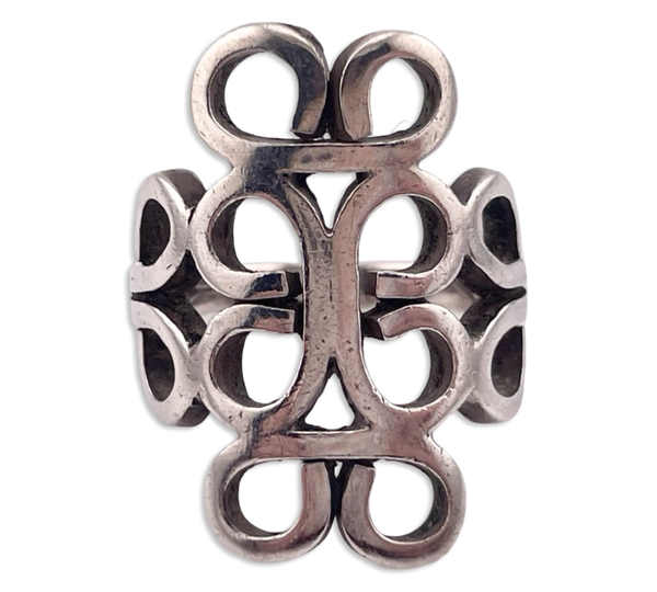 size 6.25 sterling silver stoneless scroll cut-out ring