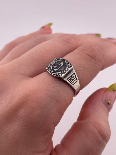 size 8.75 sterling silver 1939 Burlington High School music note ring