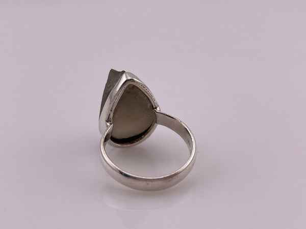 size 8 sterling silver raw smoky quartz ring