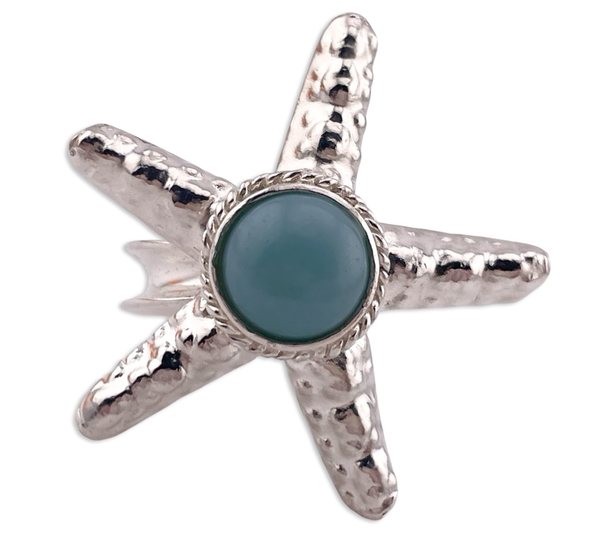 size 8 sterling silver larimar starfish curved band ring