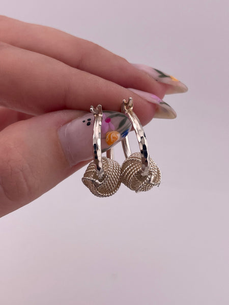 sterling silver ball knot enhancer etched hoop earrings earrings