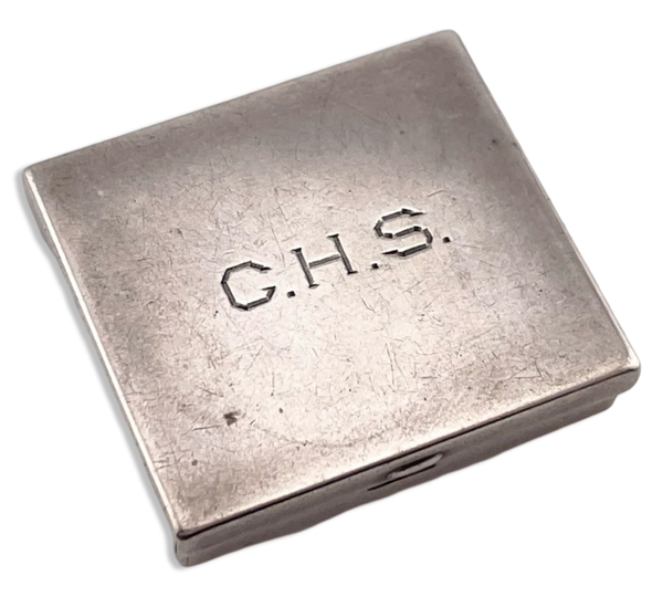 sterling silver C.H.S. initials square compartment box