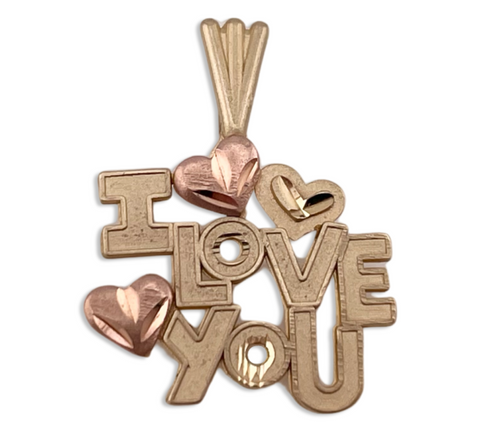 14k yellow gold & rose gold "I LOVE YOU" pendant