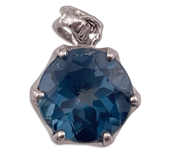 sterling silver faceted topaz pendant ***Cracked Stone***