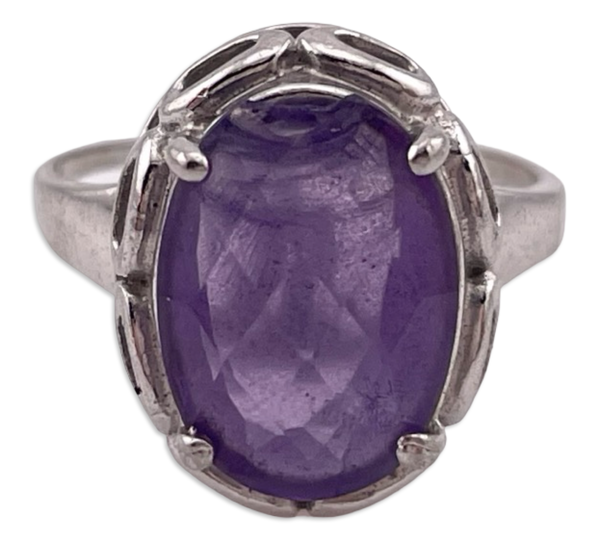 size 8.25 sterling silver faceted amethyst ring ***AS IS***