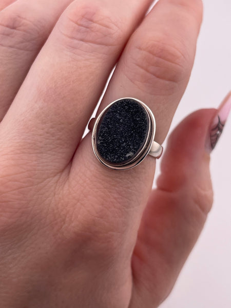 size 8 sterling silver druzy doublet ring