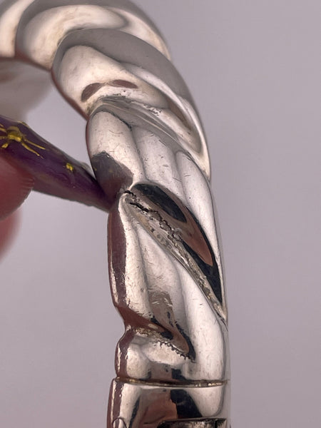 950 silver Italian stoneless San Marco style hinge bangle bracelet **AS IS**