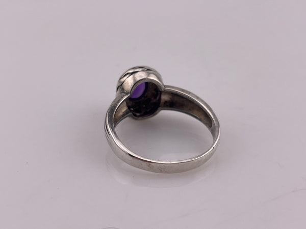 size 12.5 sterling silver amethyst lined band ring