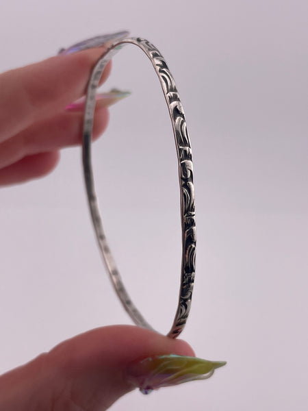 sterling silver 7 3/4" textured bangle bracelet
