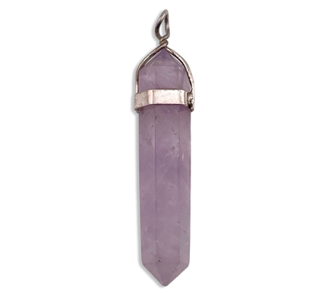 sterling silver amethyst crystal point pendant