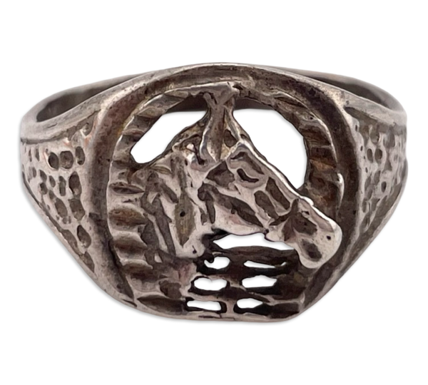 size 11.25 sterling silver horse ring