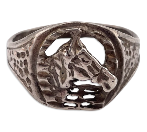 size 11.25 sterling silver horse ring