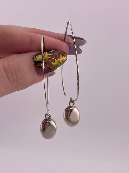 sterling silver Silpada stoneless threader oval charm dangle earrings