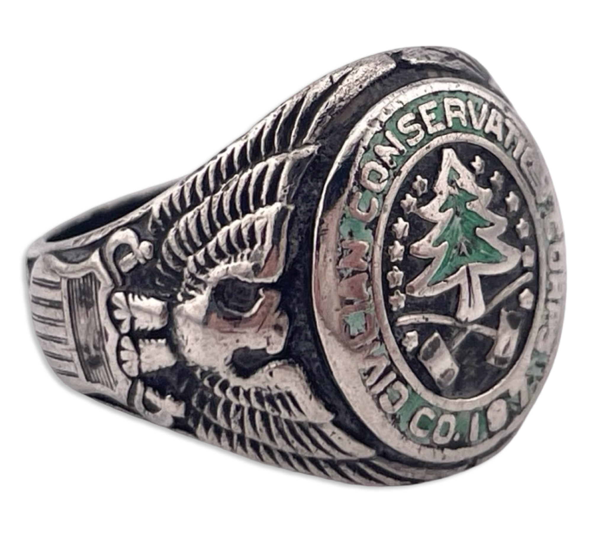 size 9.75 sterling silver Civilian Conservation Corps ring **AS IS**