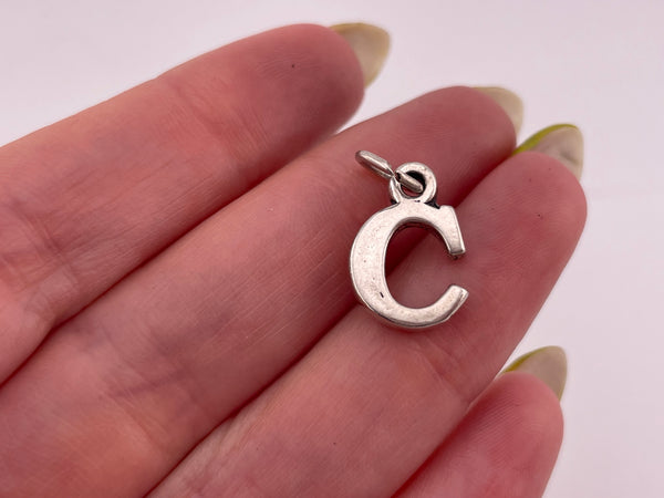 sterling silver 'C' letter initial pendant