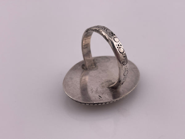 size 11 sterling silver tigers eye stamped band ring