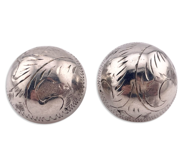 sterling silver etched dome post earrings