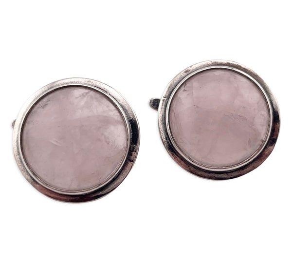 sterling silver rose quartz lever-back post earrings