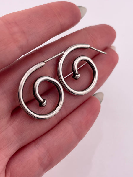 sterling silver swirl post earrings