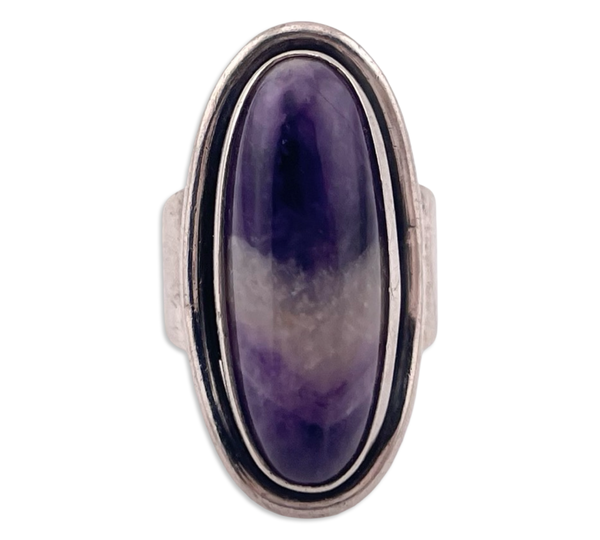 size 4.5 sterling silver Erik Granit amethyst modernist artisan ring
