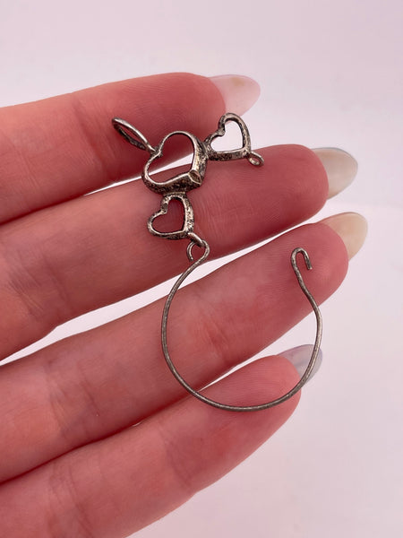 sterling silver three hearts charm holder pendant ***AS IS***
