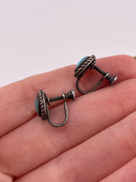 sterling silver turquoise screw back earrings