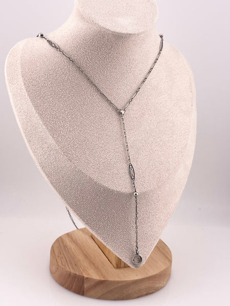 sterling silver fancy lorgnette lariat chain necklace
