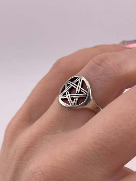 size 7 sterling silver pentacle pentagram star ring