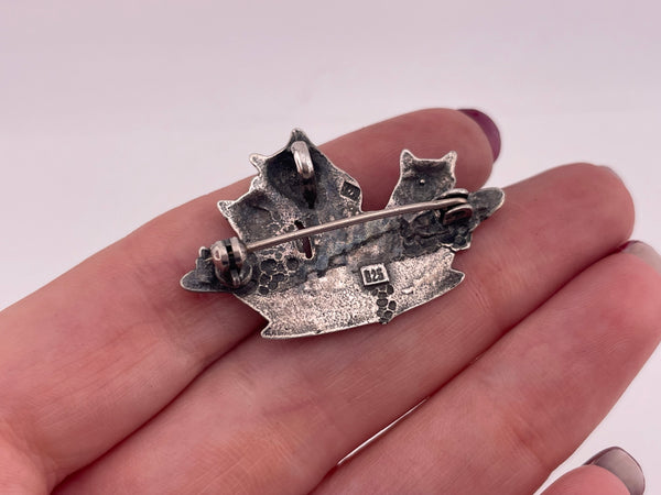 sterling silver cats in a basket pendant brooch pin combo