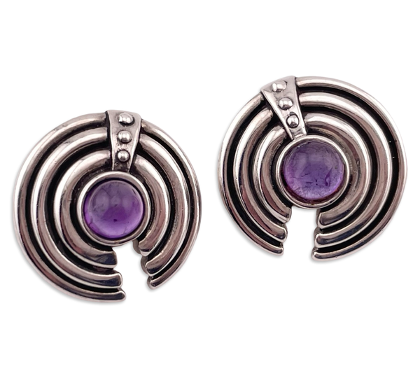 sterling silver amethyst round post earrings ***Non-Sterling Posts***