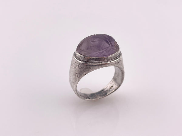 size 9.5 sterling silver Janiye Miye Matsukata carved amethyst scarab beetle ring **AS IS**