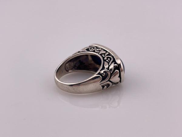size 7.25 sterling silver faux blue stone heart design ring
