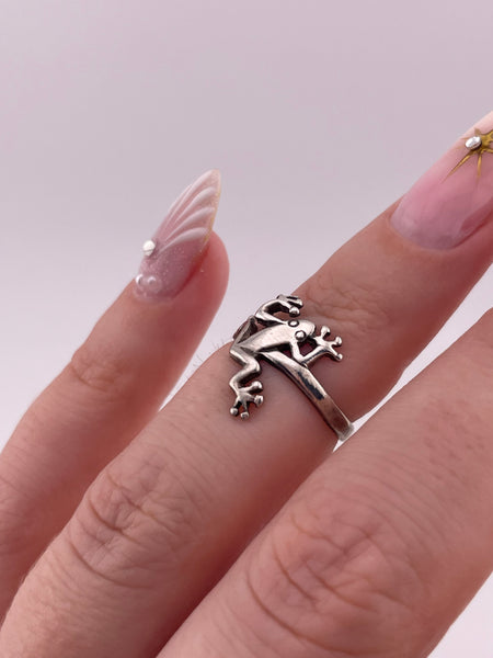 size 3.5 sterling silver frog ring