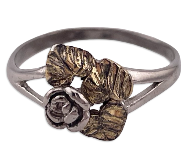 size 8 sterling silver rose flower ring