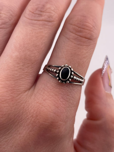 size 9.25 sterling silver black resin ring