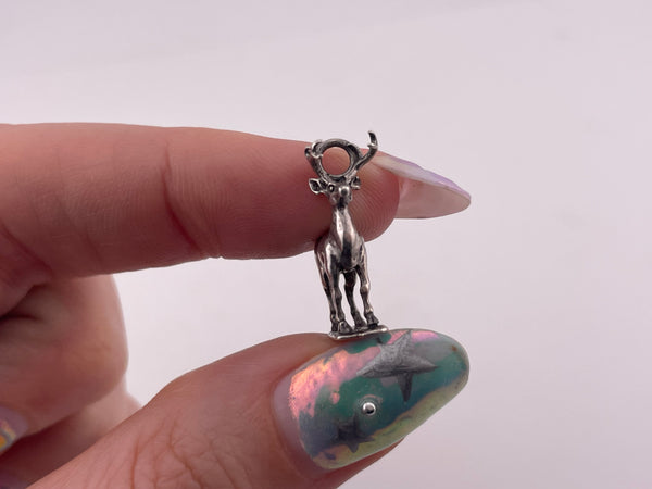 sterling silver deer charm pendant
