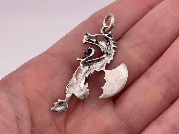 sterling silver dragon wings claws up pendant