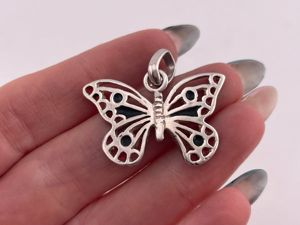 sterling silver resin butterfly pendant