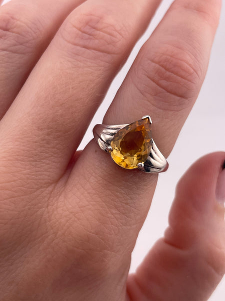 size 7 sterling silver faceted citrine ring