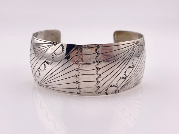 sterling silver 7" HL signed stamped cuff bracelet
